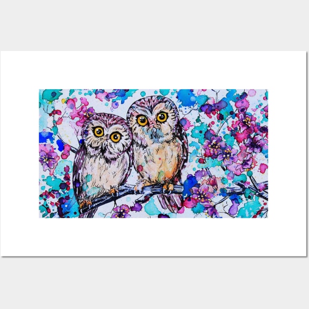 Two Little Owls Wall Art by EveiArt